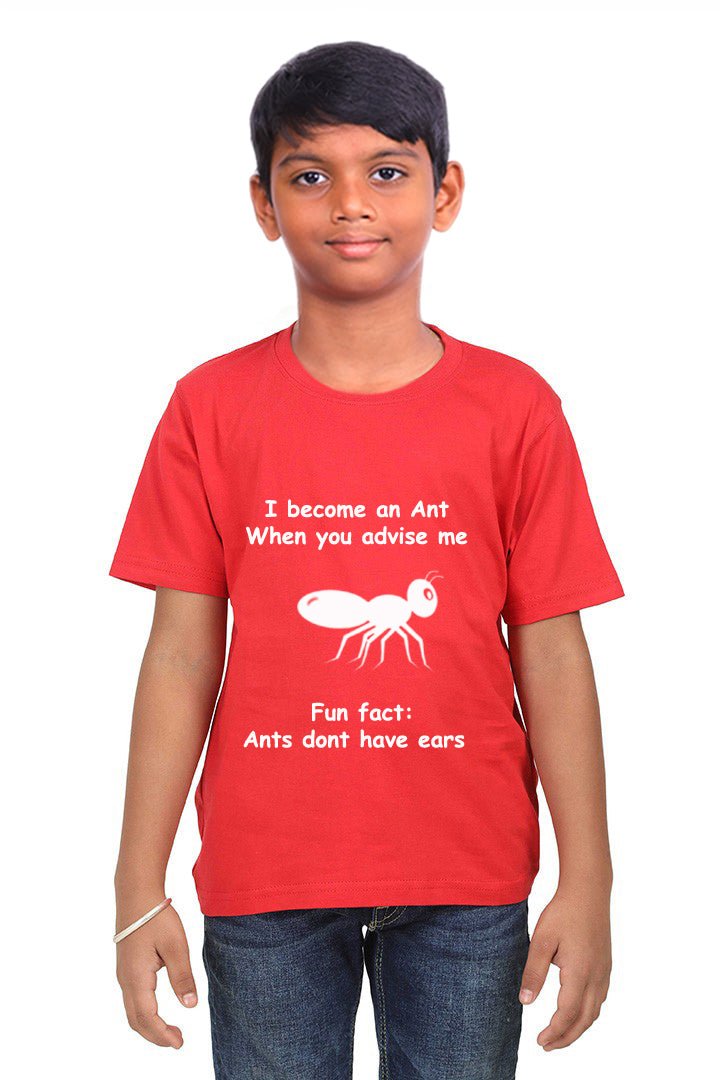 Ants Don't have Ears! / Round Neck Half Sleeve Regular Fit TShirt Brainy Being Apparels 12-18 Months Black