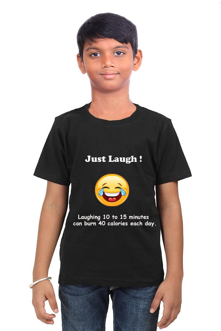 Just Laugh! - Round Neck Half Sleeve Regular Fit TShirt Brainy Being Apparels 12-18 Months BLACK