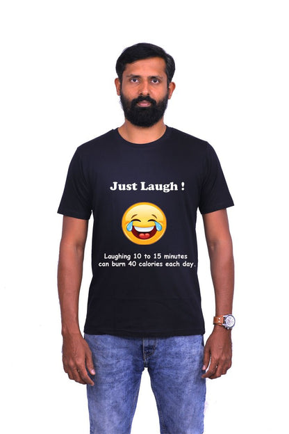 Just Laugh! - Round Neck Half Sleeve Regular Fit TShirt Brainy Being Apparels 12-18 Months WHITE