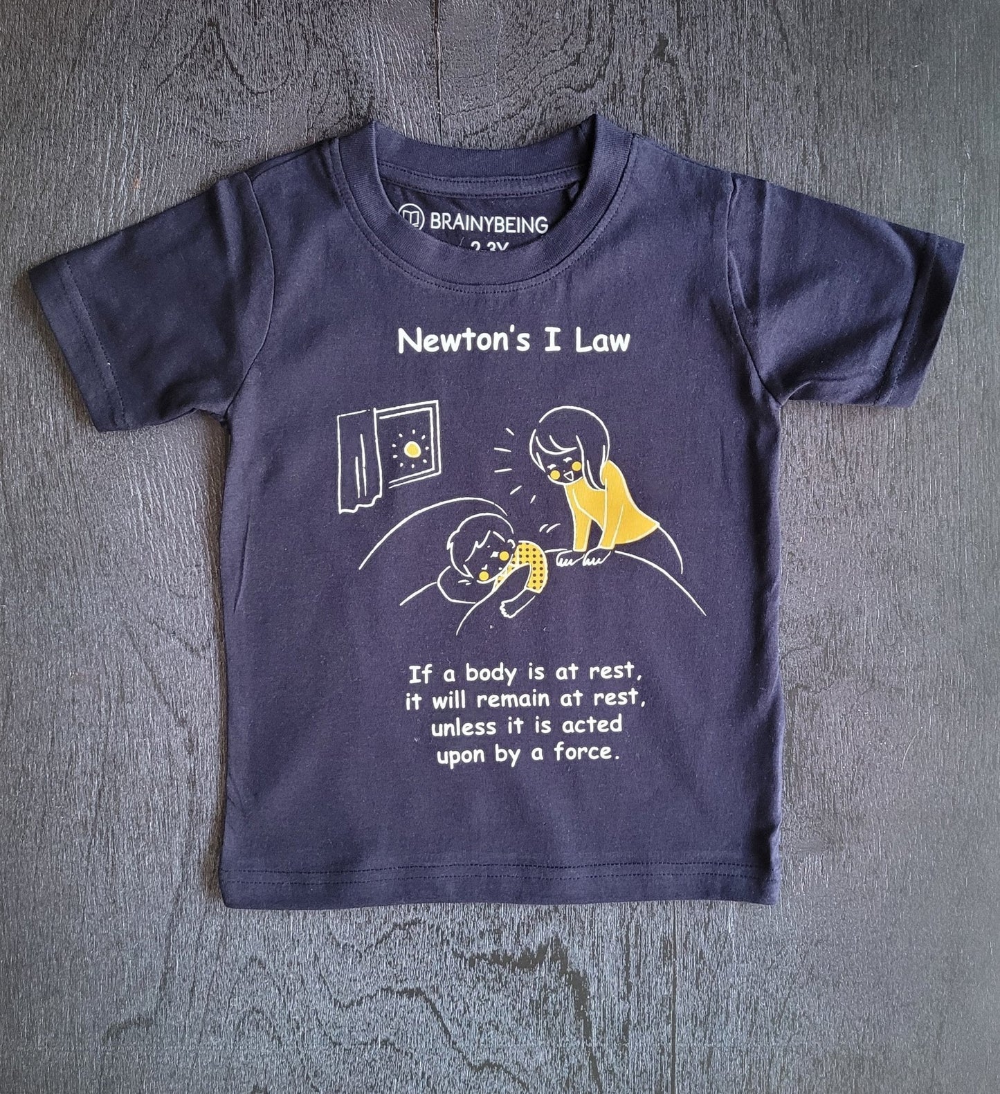 Newtons First Law / Round Neck Half Sleeve Regular Fit TShirt Brainy Being Apparels 12 - 18 M NAVY BLUE