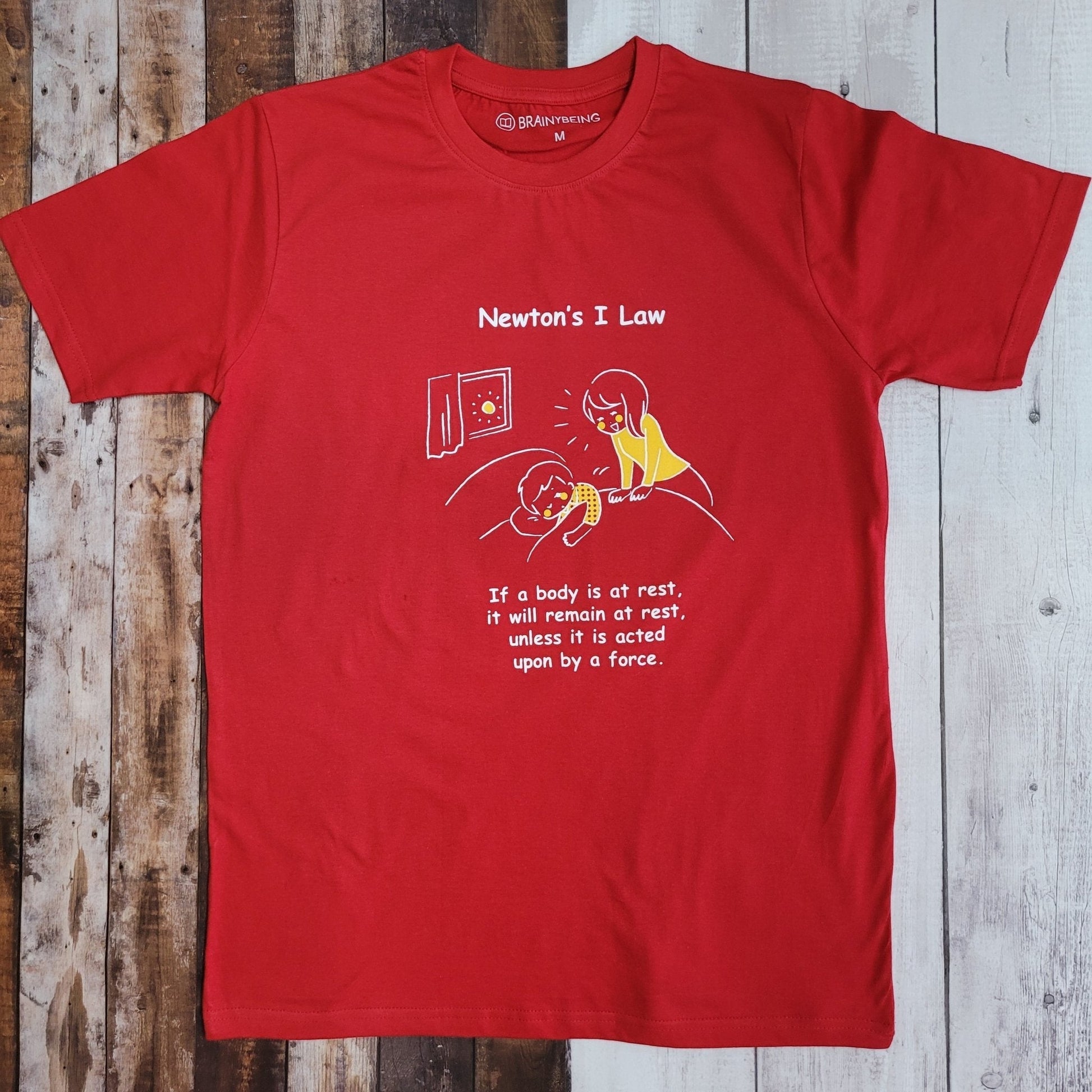 Newtons First Law / Round Neck Half Sleeve Regular Fit TShirt Brainy Being Apparels 12 - 18 M RED