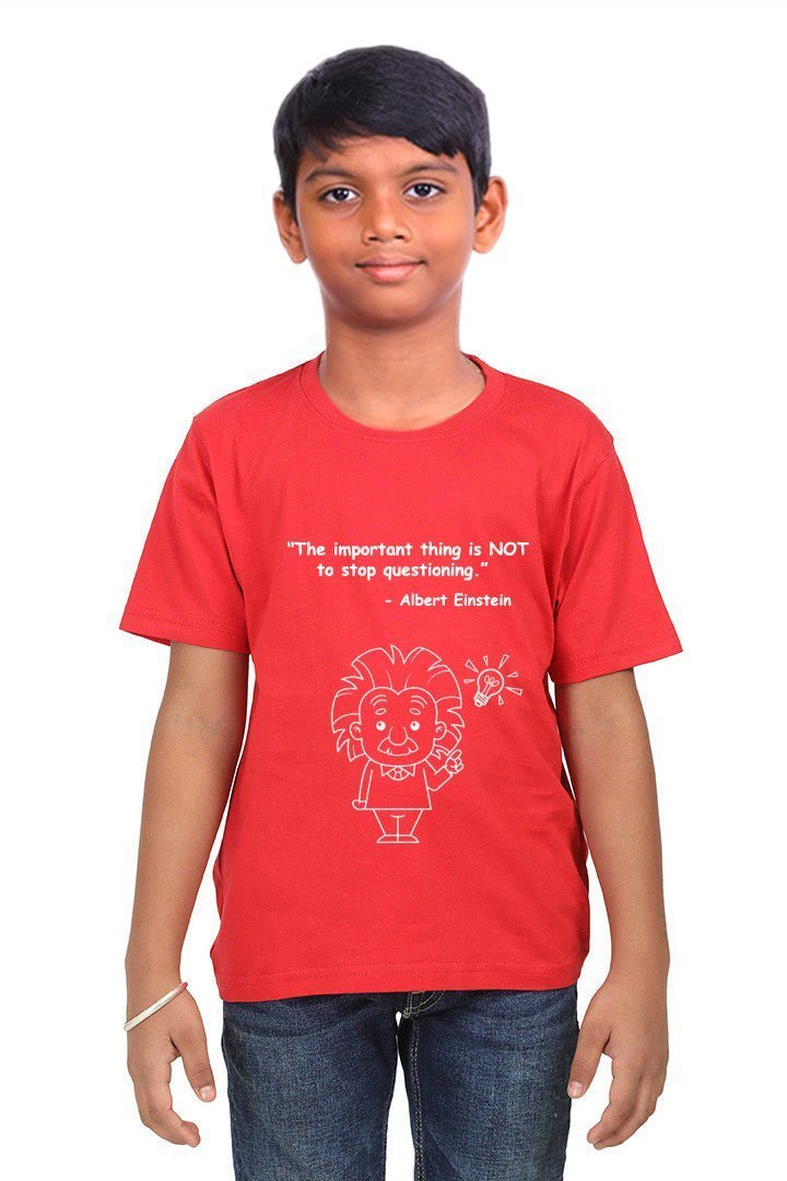 Not to Stop Questioning - Albert Einstein / Round Neck Half Sleeve Regular Fit TShirt Brainy Being Apparels 12 - 18 M Navy blue