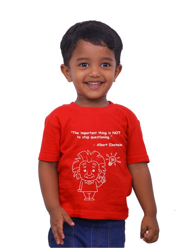 Not to Stop Questioning - Albert Einstein / Round Neck Half Sleeve Regular Fit TShirt Brainy Being Apparels 12 - 18 M Navy blue