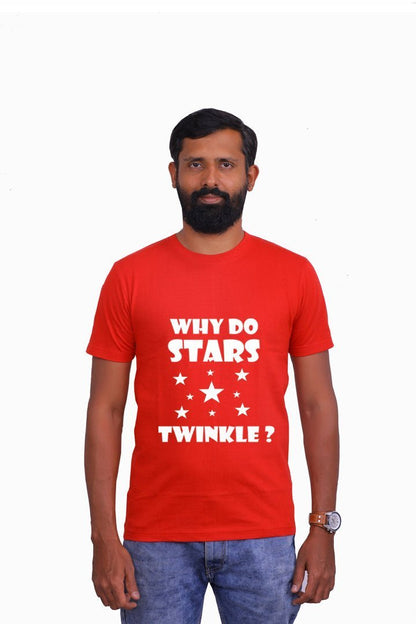 Why do Stars Twinkle! / Round Neck Half Sleeve Regular Fit TShirt Brainy Being Apparels 12 - 18 M Navy Blue