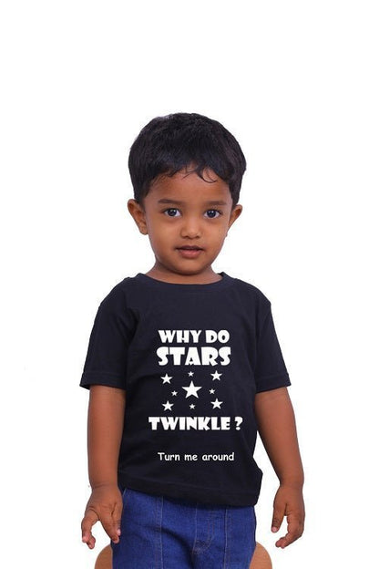 Why do Stars Twinkle! / Round Neck Half Sleeve Regular Fit TShirt Brainy Being Apparels 12 - 18 M Navy Blue