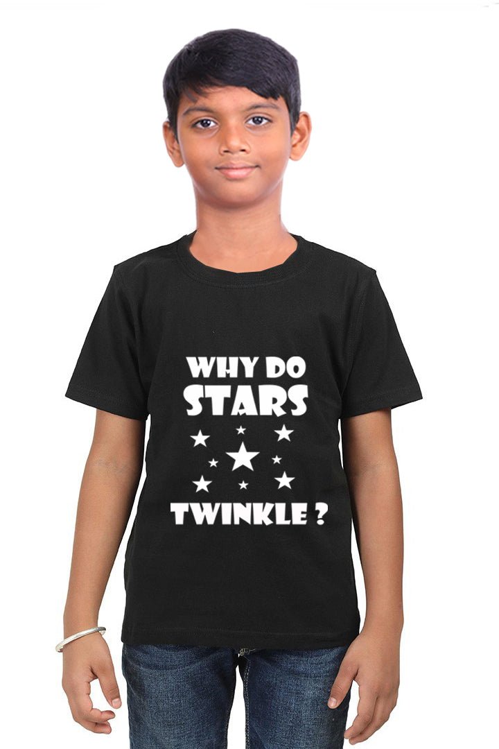 Why do Stars Twinkle! / Round Neck Half Sleeve Regular Fit TShirt Brainy Being Apparels 12 - 18 M Navy Blue