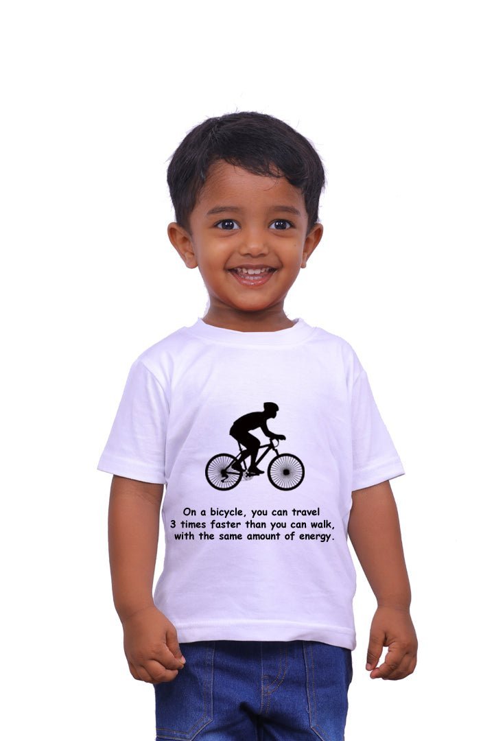You Can Travel 3x Faster Than You Walk With Same Energy / Round Neck Half Sleeve Regular Fit TShirt Brainy Being Apparels 12 - 18 M White