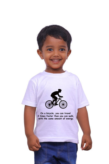 You Can Travel 3x Faster Than You Walk With Same Energy / Round Neck Half Sleeve Regular Fit TShirt Brainy Being Apparels 12 - 18 M White