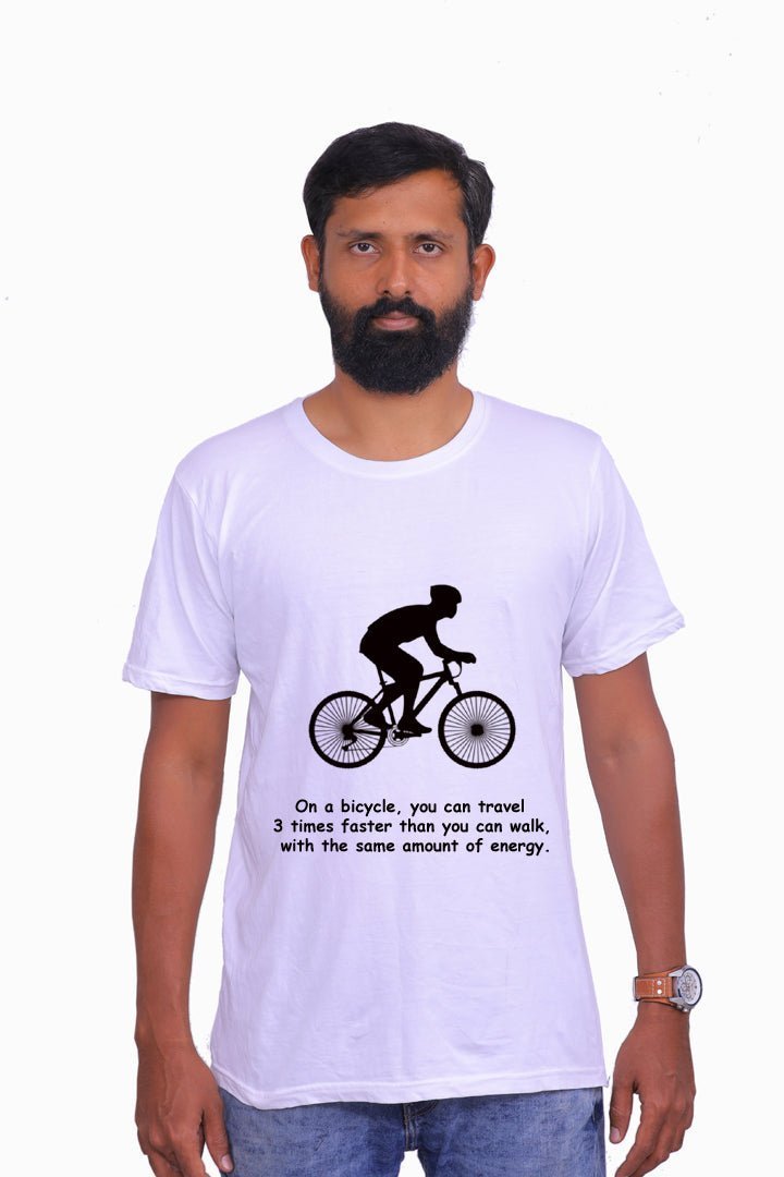 You Can Travel 3x Faster Than You Walk With Same Energy / Round Neck Half Sleeve Regular Fit TShirt Brainy Being Apparels 12 - 18 M White