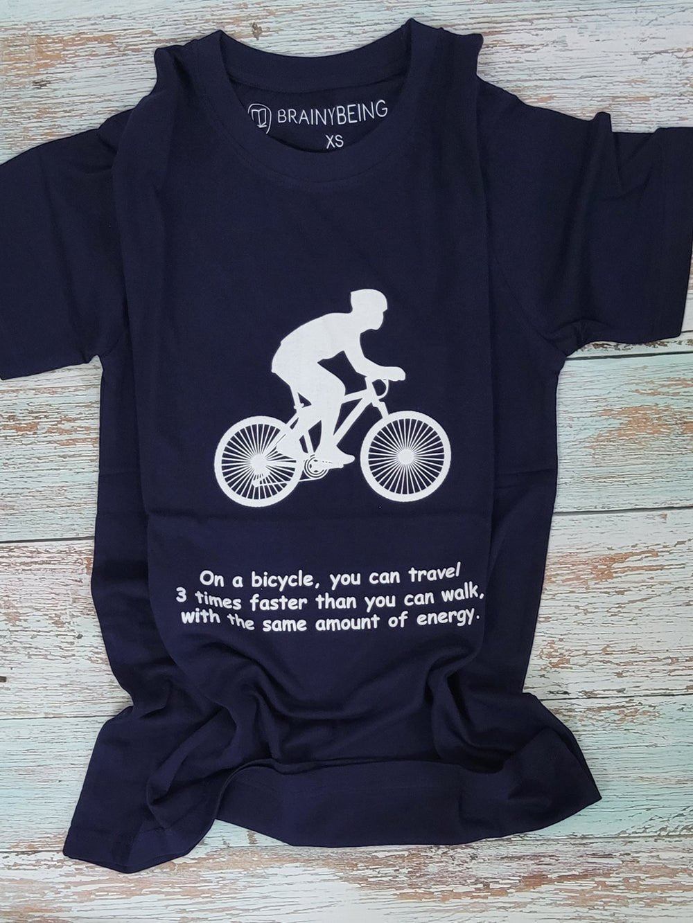 You Can Travel 3x Faster Than You Walk With Same Energy / Round Neck Half Sleeve Regular Fit TShirt Brainy Being Apparels 18 - 24 M White